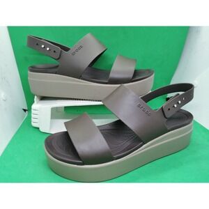 Crocs Brooklyn Low Wedge Sandals Women's Size 10 Brown Lite Ride 206453